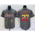 Houston Astros #27 Jose Altuve Number Grey Gridiron Cool Base Stitched Baseball Jersey