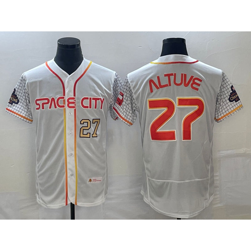 Houston Astros #27 Jose Altuve Number White 2023 City Connect Flex Base Stitched Baseball Jersey