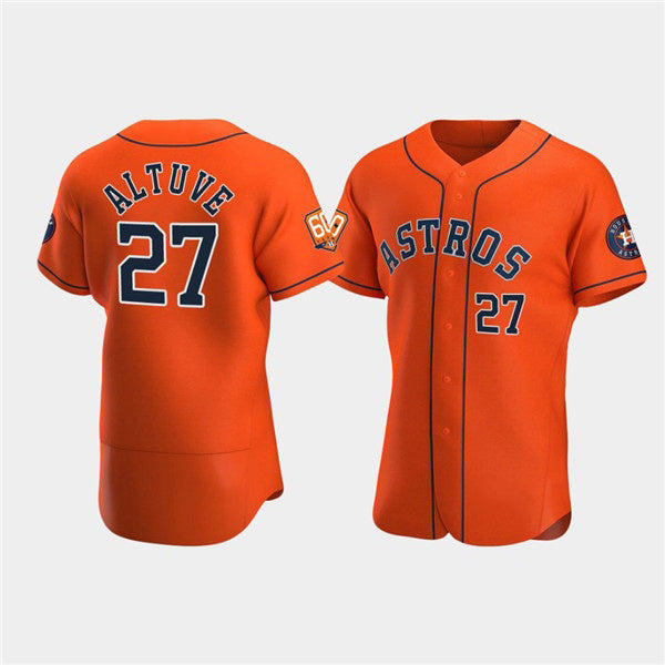 Houston Astros #27 Jose Altuve Orange 60th Anniversary Flex Base Stitched Baseball Jersey