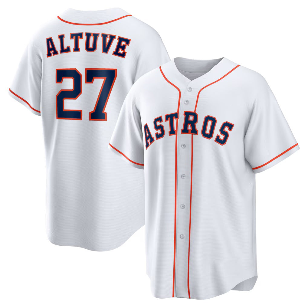 Houston Astros #27 Jose Altuve White Home Replica Player Name Baseball Jersey