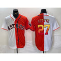 Houston Astros #27 Jose Altuve White Orange Split Stitched Baseball Jersey
