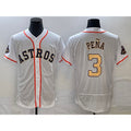 Houston Astros #3 Jeremy Pena 2023 White Gold World Serise Champions Patch Flex Base Stitched Baseball Jersey