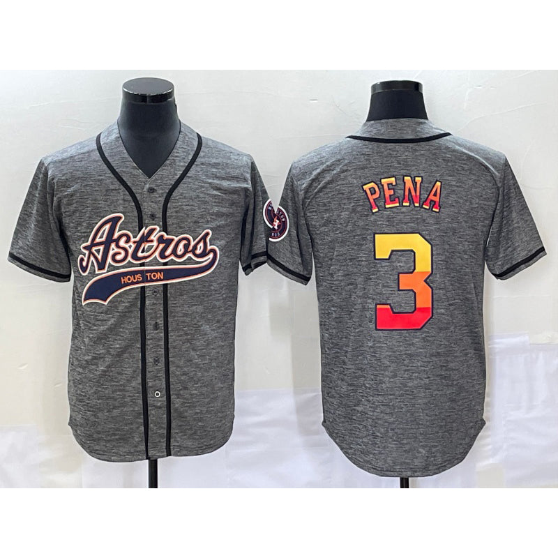 Houston Astros #3 Jeremy Pena Grey Gridiron Cool Base Stitched Baseball Jersey
