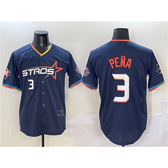 Houston Astros #3 Jeremy Pena Navy 2025 City Connect With Texas Patch Limited Stitched Baseball Jersey
