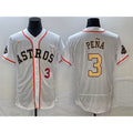 Houston Astros #3 Jeremy Pena Number 2023 White Gold World Serise Champions Patch Flex Base Stitched Baseball Jersey
