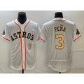Houston Astros #3 Jeremy Pena Number 2023 White Gold World Serise Champions Patch Flex Base Stitched Baseball Jersey