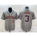 Houston Astros #3 Jeremy Pena Number Grey With Patch Stitched Cool Baseball Jersey