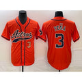 Houston Astros #3 Jeremy Pena Number Orange With Patch Cool Base Stitched Baseball Jersey
