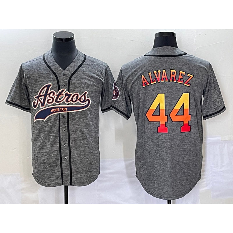 Houston Astros #44 Yordan Alvarez Grey Gridiron Cool Base Stitched Baseball Jersey