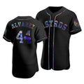 Houston Astros #44 Yordan Alvarez Iridescent Holographic Collection - Black Baseball Jersey