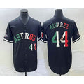 Houston Astros #44 Yordan Alvarez Number Mexico Black Cool Base Stitched Baseball Jersey