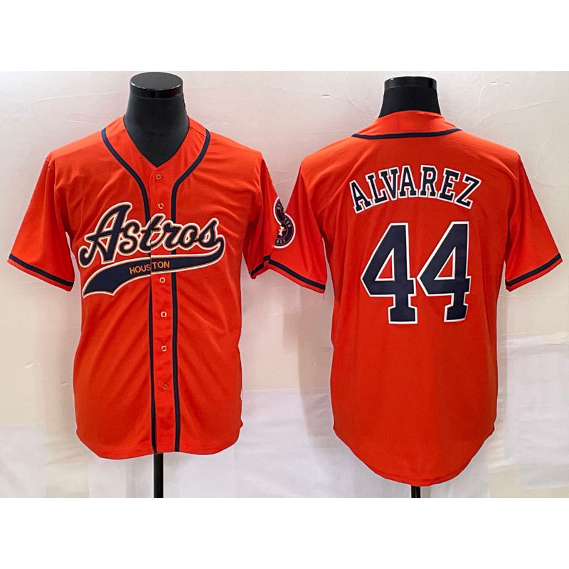Houston Astros #44 Yordan Alvarez Orange With Patch Cool Base Stitched Baseball Jersey