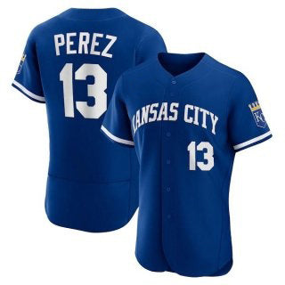 Kansas City Royals #13 Salvador Perez Blue Flex Base Stitched Baseball Jersey