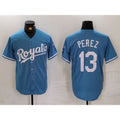 Kansas City Royals #13 Salvador Perez Light Blue Cool Base Stitched Baseball Jersey