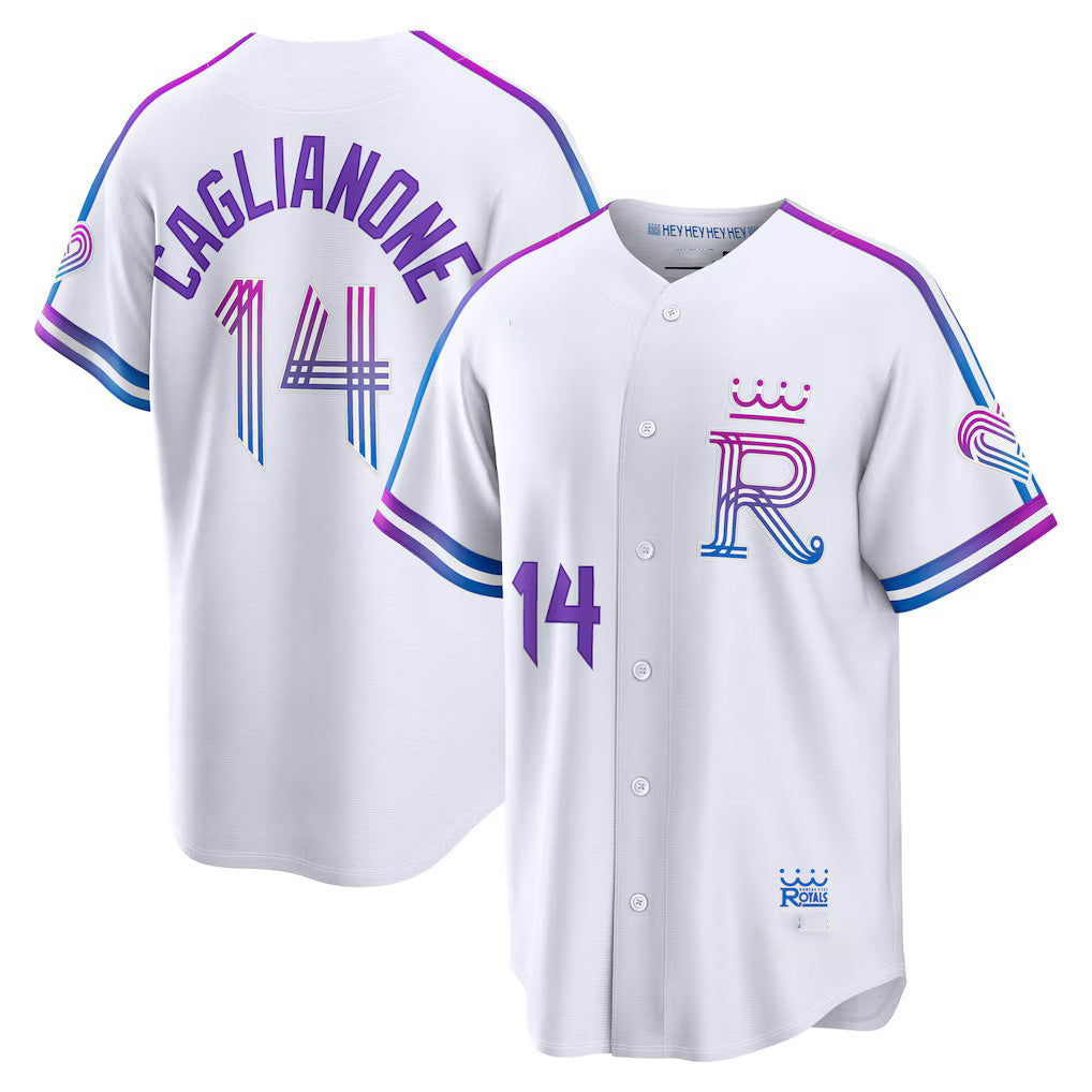 Kansas City Royals #14 Jac Caglianone White 2026 City Connect Stadium Baseball Jersey