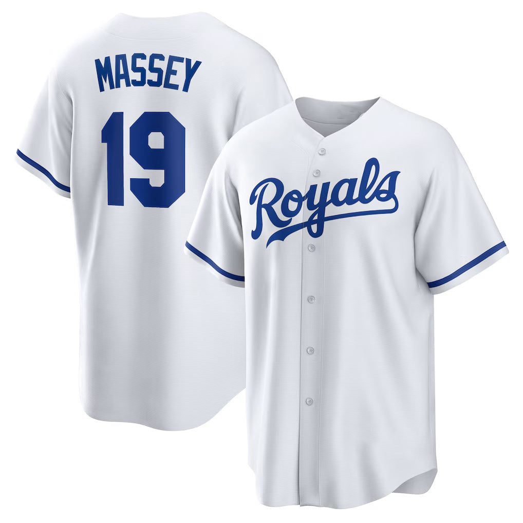 Kansas City Royals #19 Michael Massey White Home Replica Baseball Jersey