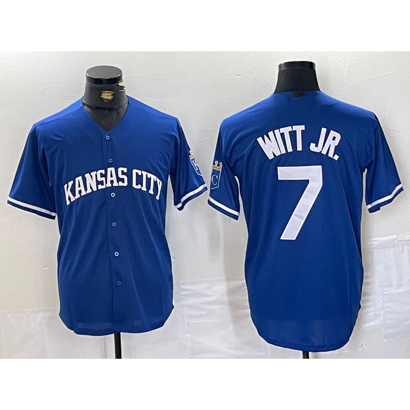 Kansas City Royals #7 Bobby Witt Jr Blue Cool Base Stitched Baseball Jersey