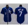 Kansas City Royals #7 Bobby Witt Jr Number Royal Cool Base Stitched Baseball Jersey