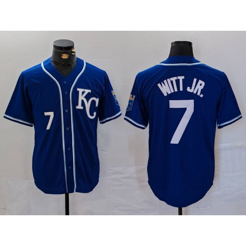 Kansas City Royals #7 Bobby Witt Jr Number Royal Cool Base Stitched Baseball Jersey