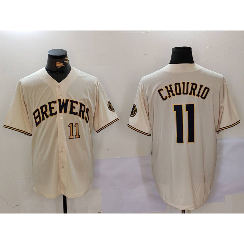 Milwaukee Brewers #11 Jackson Chourio Cream Stitched Cool Baseball Jersey