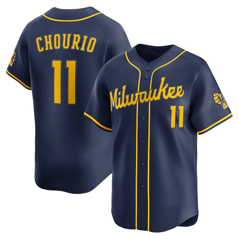 Milwaukee Brewers #11 Jackson Chourio Navy Alternate 2 Limited Baseball Jersey