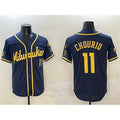 Milwaukee Brewers #11 Jackson Chourio Navy With Home Patch Limited Stitched Baseball Jersey