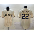 Milwaukee Brewers #22 Christian Yelich Cream Cool Base Stitched Baseball Jersey