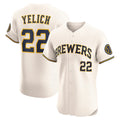 Milwaukee Brewers #22 Christian Yelich Cream Home Elite Player Baseball Jersey