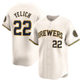Milwaukee Brewers #22 Christian Yelich Cream Home Limited Player Baseball Jersey