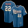 Milwaukee Brewers #22 Christian Yelich Mineral Blue 2026 City Connect Stadium Baseball Jersey