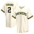 Milwaukee Brewers #2 Brice Turang Cream Home Replica Baseball Jersey