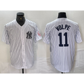 New York Yankees #11 Anthony Volpe Name White With Patch 2024 Cool Base Stitched Baseball Jersey