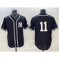 New York Yankees #11 Anthony Volpe No Name Black White Cool Base Stitched Baseball Jersey