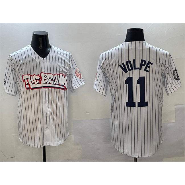New York Yankees #11 Anthony Volpe White Bronx Graffiti Vapor Limited Stitched Baseball Jersey