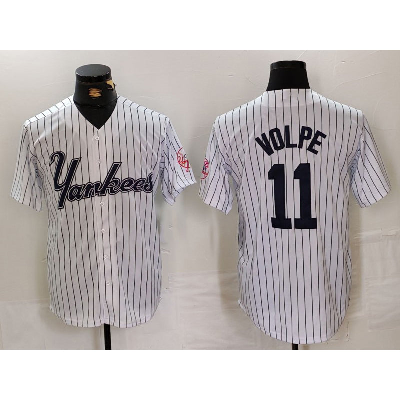 New York Yankees #11 Anthony Volpe White Pinstripe Fashion Cool Baseball Jersey