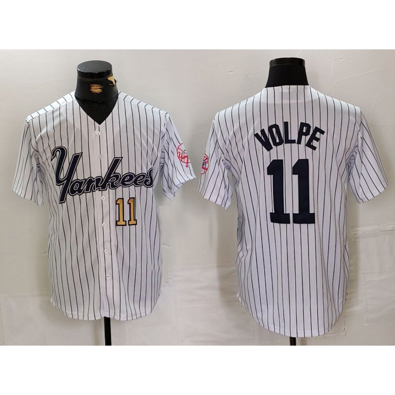New York Yankees #11 Anthony Volpe White Pinstripe Fashion Cool Baseball Jersey