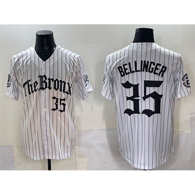 New York Yankees #35 Cody Bellinger White Pinstripe 'Gothic Legacy Edition' Vapor Premier Limited Stitched Baseball Jersey