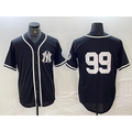 New York Yankees #99 Aaron Judge No Name Black White Cool Base Stitched Baseball Jersey