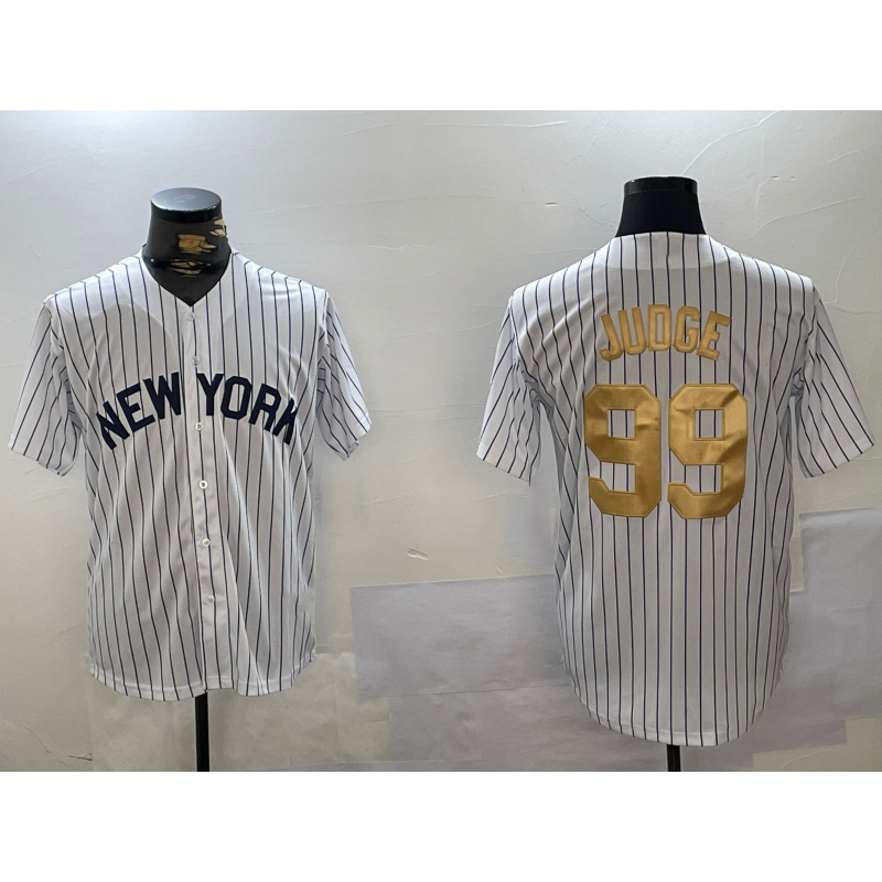 New York Yankees #99 Aaron Judge White Pinstripe Fashion Cool Baseball Jersey