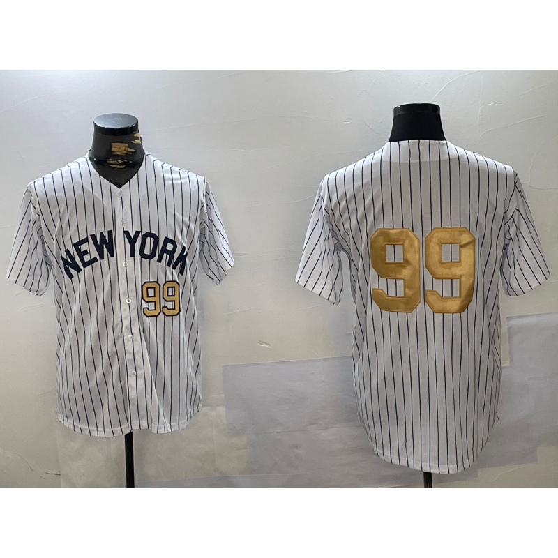 New York Yankees #99 Aaron Judge White Pinstripe Without Name Fashion Cool Baseball Jersey