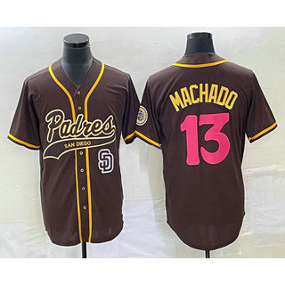 San Diego Padres #13 Manny Machado Brown NEW 2023 City Connect Cool Base Stitched Baseball Jersey