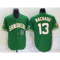 San Diego Padres #13 Manny Machado Green Cool Base Stitched Baseball Jersey