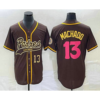 San Diego Padres #13 Manny Machado Number Brown NEW 2023 City Connect Cool Base Stitched Baseball Jersey