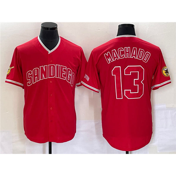 San Diego Padres #13 Manny Machado Red Cool Base Stitched Baseball Jersey