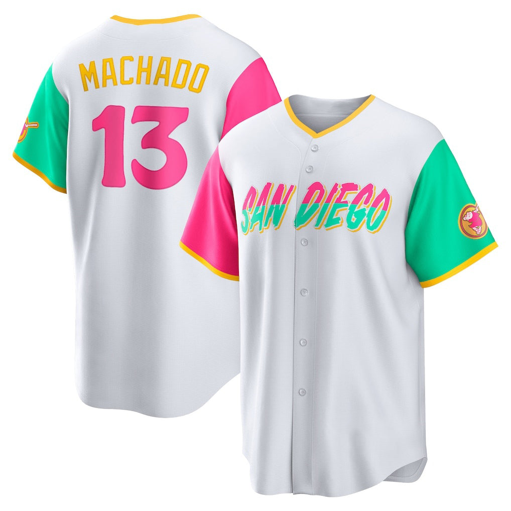 San Diego Padres #13 Manny Machado White City Connect Replica Player Baseball Jersey
