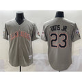 San Diego Padres #23 Fernando Tatis Jr. Gray Fashion Throwback With Patch Cool Base Stitched Baseball Jersey