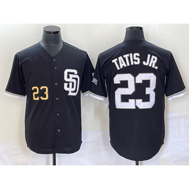 San Diego Padres #23 Fernando Tatis Jr Number Black 2023 Cool Base Stitched Baseball Jersey