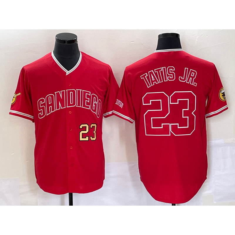 San DiegSan Diego Padres #23 Fernando Tatis Jr Number Red NEW 2023 Cool Base Stitched Baseball Jersey
