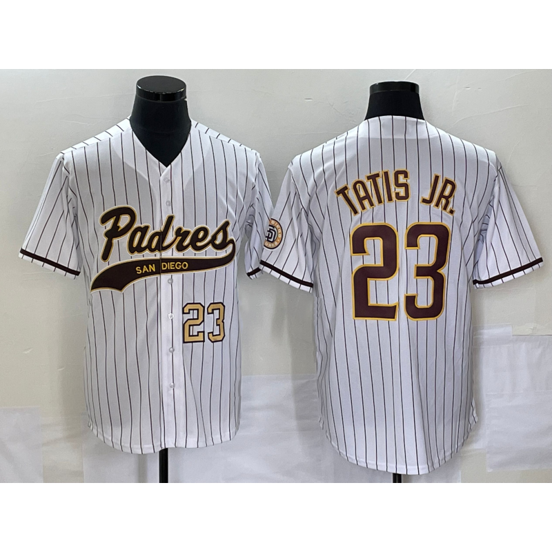 San Diego Padres #23 Fernando Tatis Jr Number White NEW 2023 Cool Base Stitched Baseball Jersey=