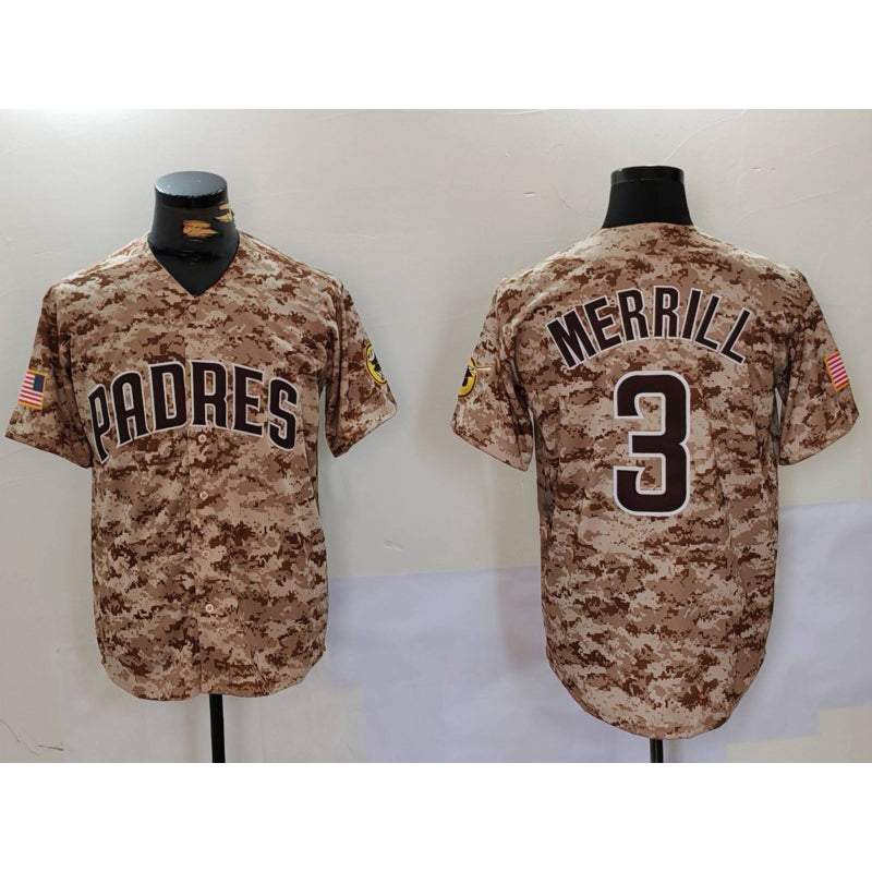 San Diego Padres #3 Jackson Merrill Camo Cool Base Stitched Baseball Jersey